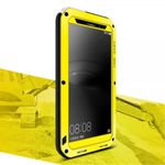 Huawei Mate 8 LOVE MEI Ultrarobustes Metall, Silikon und gehärtetes Glas Cover Case - gelb