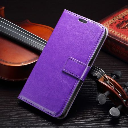Samsung Galaxy S7 Edge Schickes Crazy Horse Leder Cover Case mit Standfunktion - purpur