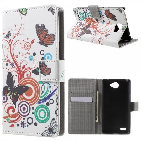 LG Bello 2/Prime 2/Max Leder Flip Cover Case Hülle mit Schmetterlingen und Kreisen