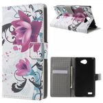 LG Bello 2/Prime 2/Max Leder Flip Cover Case Hülle mit Lotus Blumen