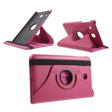 Samsung Galaxy Tab E 8.0 Leder Flip Cover Case Hülle mit rotierbarer Standfunktion - rosa