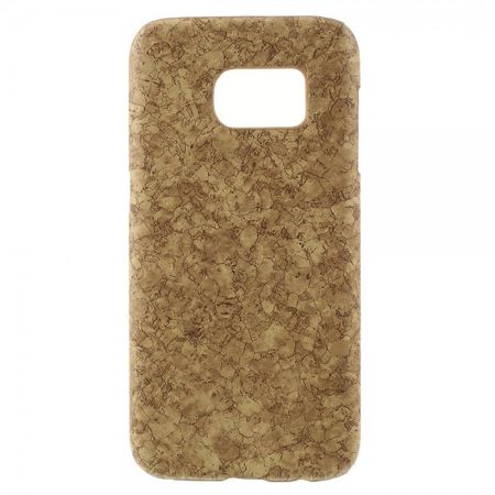 Samsung Galaxy S7 Hart Plastik Case Hülle mit lederartiger Oberfläche und Holzmuster - beige