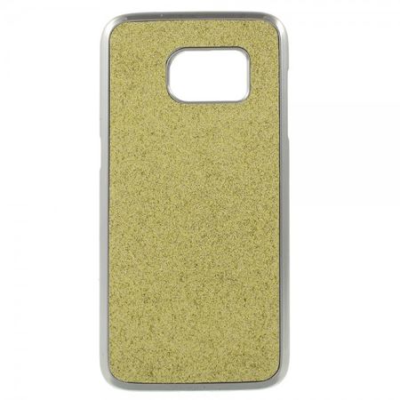 Samsung Galaxy S7 Hart Plastik Case Hülle mit lederartiger Oberfläche und Glitzerstaub - gold