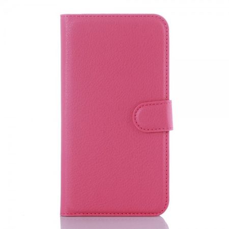 HTC One X9 Leder Case Handyhülle mit Litchitextur und Standfunktion - rosa