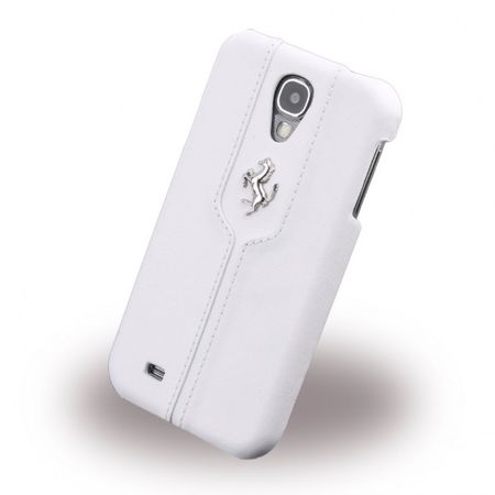 Samsung Galaxy S4 Ferrari Monte Carlo Collection Hart Plastik Case Hülle mit Lederüberzug - weiss