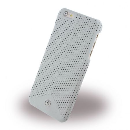 iPhone 6 Plus/6S Plus Mercedes Pure Line Gelochte Hart Plastik Case Hülle mit Lederüberzug - grau