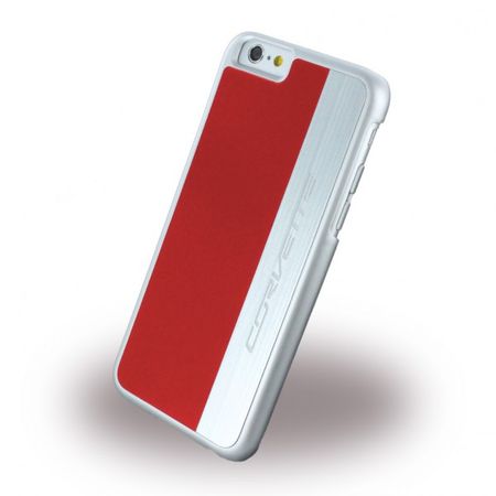 iPhone 6 Plus/6S Plus Corvette Silver Brushed Aluminium Hart Case Hülle - rot