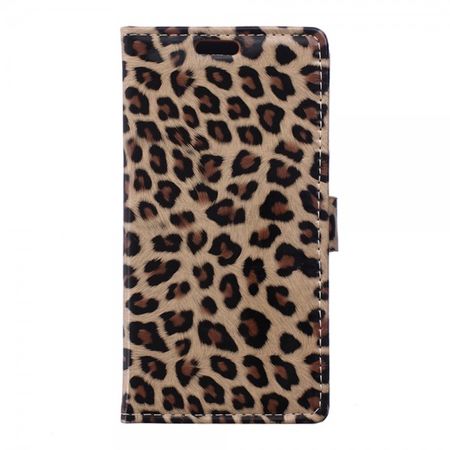 Wiko Pulp Fab 4G Leder Case Hülle mit Leopardmuster