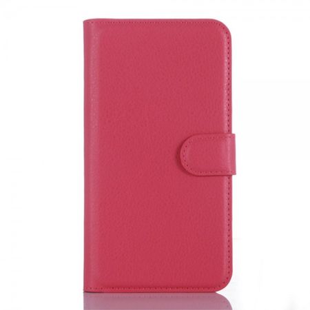 Wiko Pulp Fab 4G Schicke Leder Case Hülle mit Litchitextur und Standfunktion - rosa