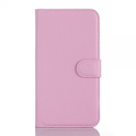 Wiko Pulp Fab 4G Schicke Leder Case Hülle mit Litchitextur und Standfunktion - pink