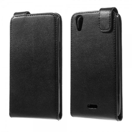 Wiko Rainbow Up 4G Leder Flip Case Hülle vertikal - schwarz