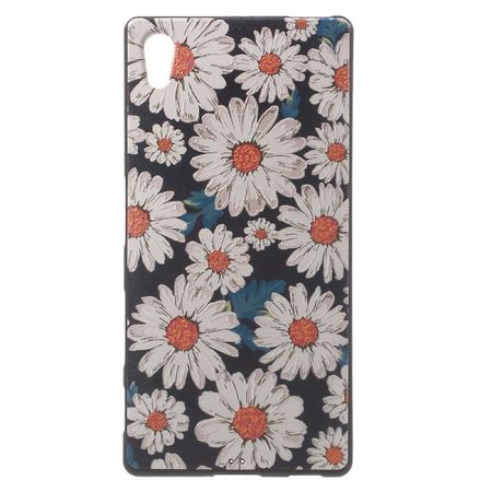 Sony Xperia Z5/Z5 Dual Elastische Plastik Case Hülle mit weissen Blumen