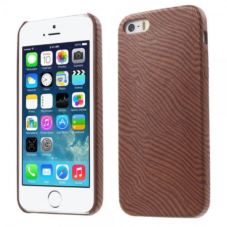iPhone SE/5S/5 Hart Plastik Cover Handy Hülle mit lederartiger Oberfläche und Zebrastreifen - braun