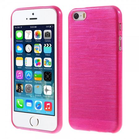 iPhone SE/5S/5 Elastische Plastik Cover Hülle mit glänzender und gebürsteter Oberfläche - rosa