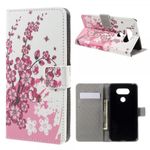 LG G5 Leder Case Hülle mit pinken Blumen