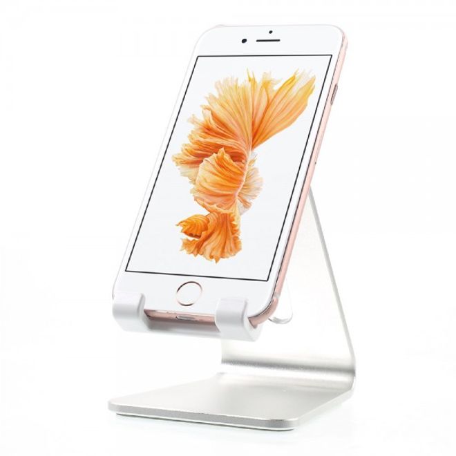 Smartphone Tischständer Halterung - bequeme Winkelausrichtung - Ständer aus  Aluminium - silber