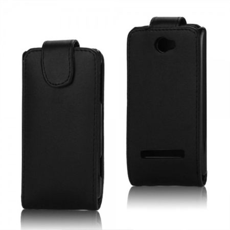 HTC Windows Phone 8S Leder Flip Case Hülle vertikal - schwarz