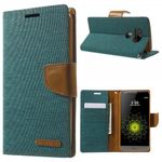 Goospery - LG G5 Hülle - Handy Bookcover - Canvas Diary Series - grün/camel