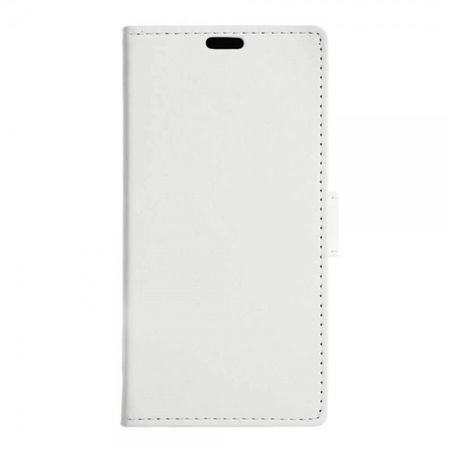 Wiko Lenny 3 Schicke Leder Cover Handy Hülle mit Standfunktion - weiss