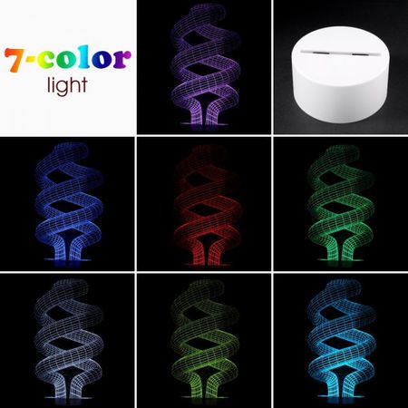 USB LED Tischlampe mit optischem 3D Effekt - Spirale / weisse Basis / 7 Farben