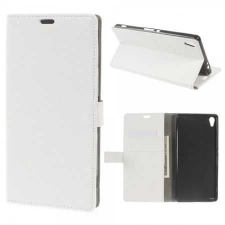 Sony Xperia XA Ultra Schicke Leder Cover Handyhülle mit Litchitextur - weiss