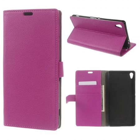 Sony Xperia XA Ultra Schicke Leder Cover Handyhülle mit Litchitextur - rosa