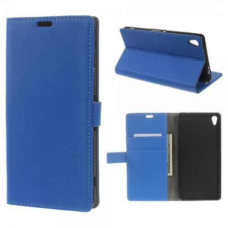 Sony Xperia XA Ultra Schicke Leder Cover Handyhülle mit Litchitextur - blau