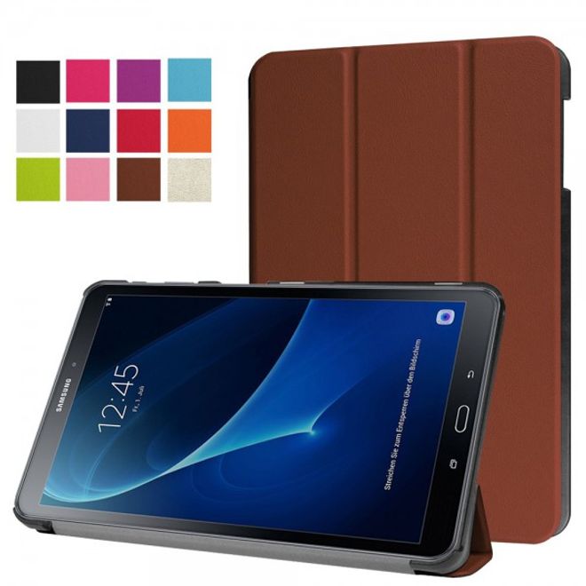 Samsung Galaxy Tab A 10.1 (2016) Dreifach faltbare Leder Smart Case Hülle braun Mobile Universe