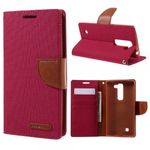 Goospery - LG Magna/G4c Hülle - Handy Bookcover - Canvas Diary Series - rot/camel