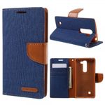 Goospery - LG Magna/G4c Hülle - Handy Bookcover - Canvas Diary Series - blau/camel