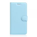 Alcatel OneTouch Pop 4 Zeitlose Leder Case Hülle mit Litchitextur und Standfunktion - hellblau