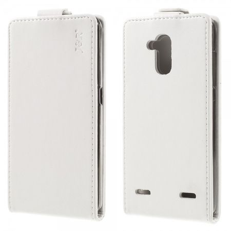 ZTE Blade V7 Lite Vertikale Crazy Horse Leder Flip Cover Hülle - weiss