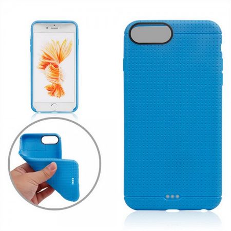 iPhone 8 Plus / 7 Plus Elastische Plastik Case Gummihülle mit Maschenmuster - blau