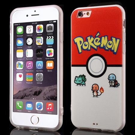 iPhone 6/6S Elastische Plastik Cover Gummihülle mit Pokeball und kleinen Pokemons