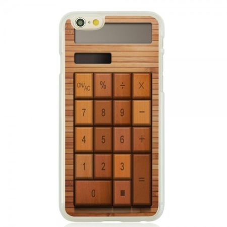 iPhone 6 Plus/6S Plus Hart Plastik Case Handyhülle mit Holz Taschenrechner