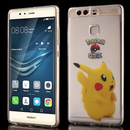 Huawei P9 Elastische, dünne Plastik Cover Gummihülle mit Pokemon Pickachu