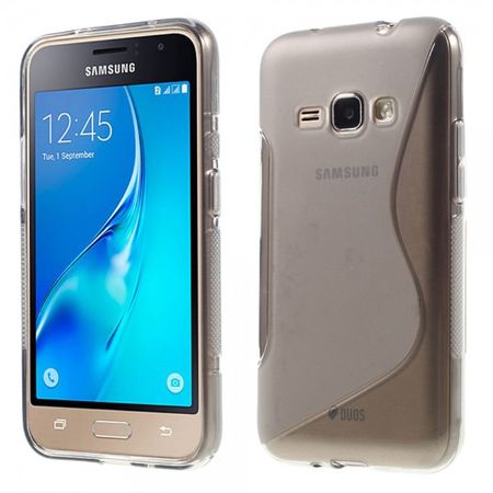 Samsung Galaxy J1 (2016) Elastische Plastik Case Gummi Hülle S-Shape - grau