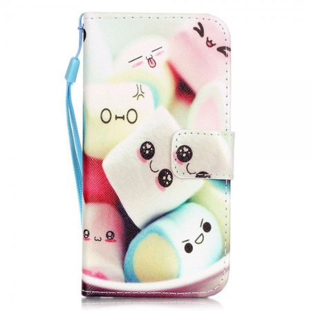 iPhone SE (2022) / SE (2020) / 8 / 7 Leder Cover Handy Hülle mit süssen Marshmallows