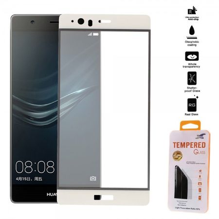 Huawei P9 Plus Schutzfolie aus gehärtetem Glas (reicht über die gesamte Vorderseite) - weiss