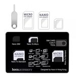 Hoco - 4 in 1 SIM Karten Adapter Kit - Nano/Micro/Standard und Auswurfstift - im Kreditkarten Style