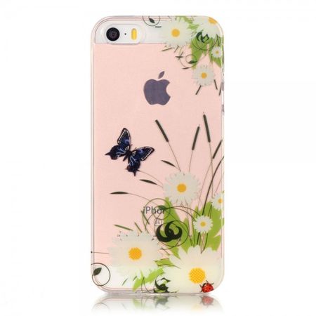 Hülle für iPhone SE/5S/5 - TPU Soft Case - Schmetterlinge und Gänseblümchen