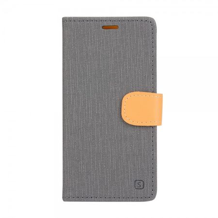 Asus Zenfone Go Hülle - Handy Case aus Leder - mit Leinentextur und Standfunktion - grau