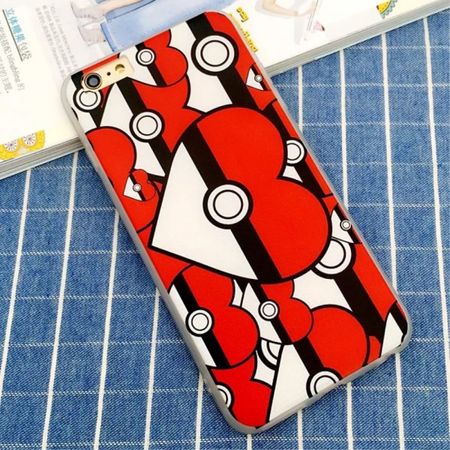 iPhone 6 Plus/6S Plus Handy Hülle - Case aus hartem und elastischem Plastik - Pokeball in Herzform