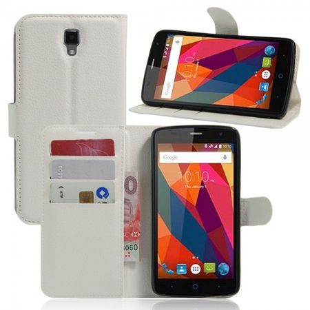 ZTE Blade L5 Plus Hülle - Cover aus Leder - mit Litchitextur und Magnetverschluss - weiss