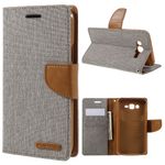 Goospery - Hülle für Samsung Galaxy J7 - Bookcover- Canvas Diary Series - grau/camel