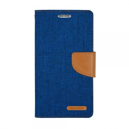 Goospery - Hülle für iPhone 5/5S/SE - Bookcover- Canvas Diary Series - blau/camel