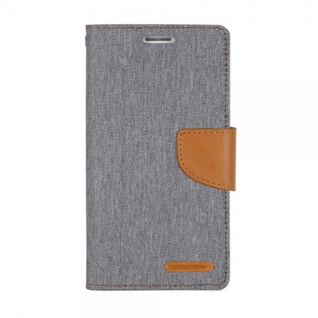 Goospery - Hülle für Samsung Galaxy Note Edge  - Bookcover- Canvas Diary Series - grau/camel