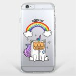 iPhone 6 Plus/6S Plus Handyhülle - TPU Soft Case - Catcorn, Regenbogen und Schriftzug 