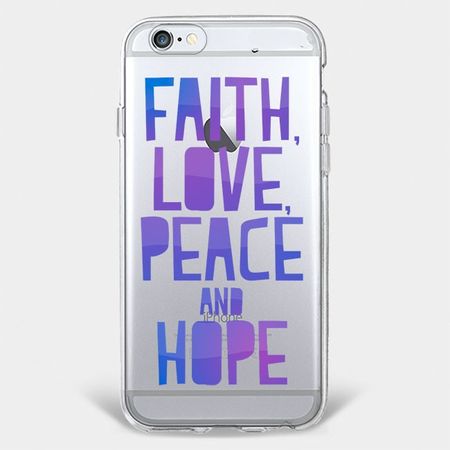 iPhone 6 Plus/6S Plus Handyhülle - TPU Soft Case - Mit Spruch "Faith, Love, Peace and Hope"