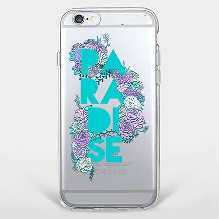Galaxy S6 Edge Handyhülle - TPU Soft Case - Schriftzug "Paradise" mit bunten Blumen